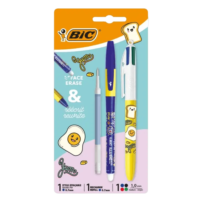 BIC 4 Couleurs Kawaii et Illusion + Recharge